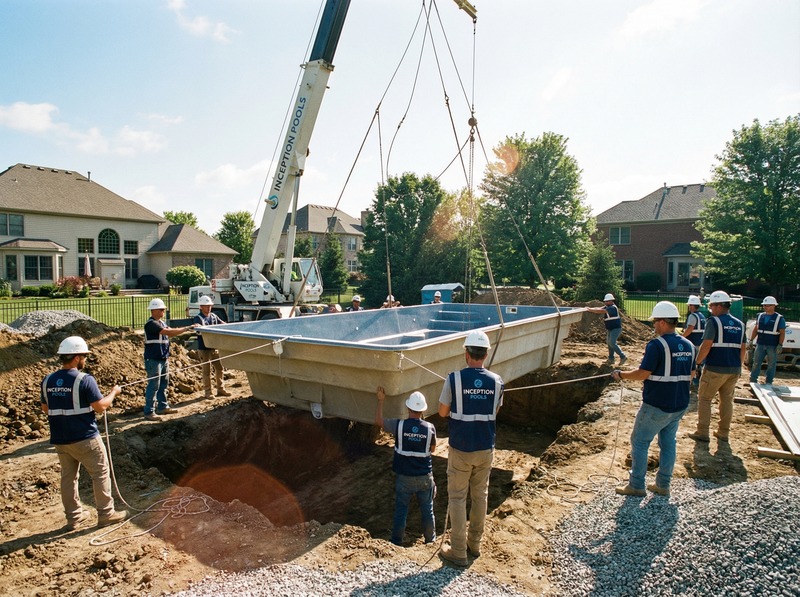 Custom pool installation by Inception Pools in Columbus Ohio